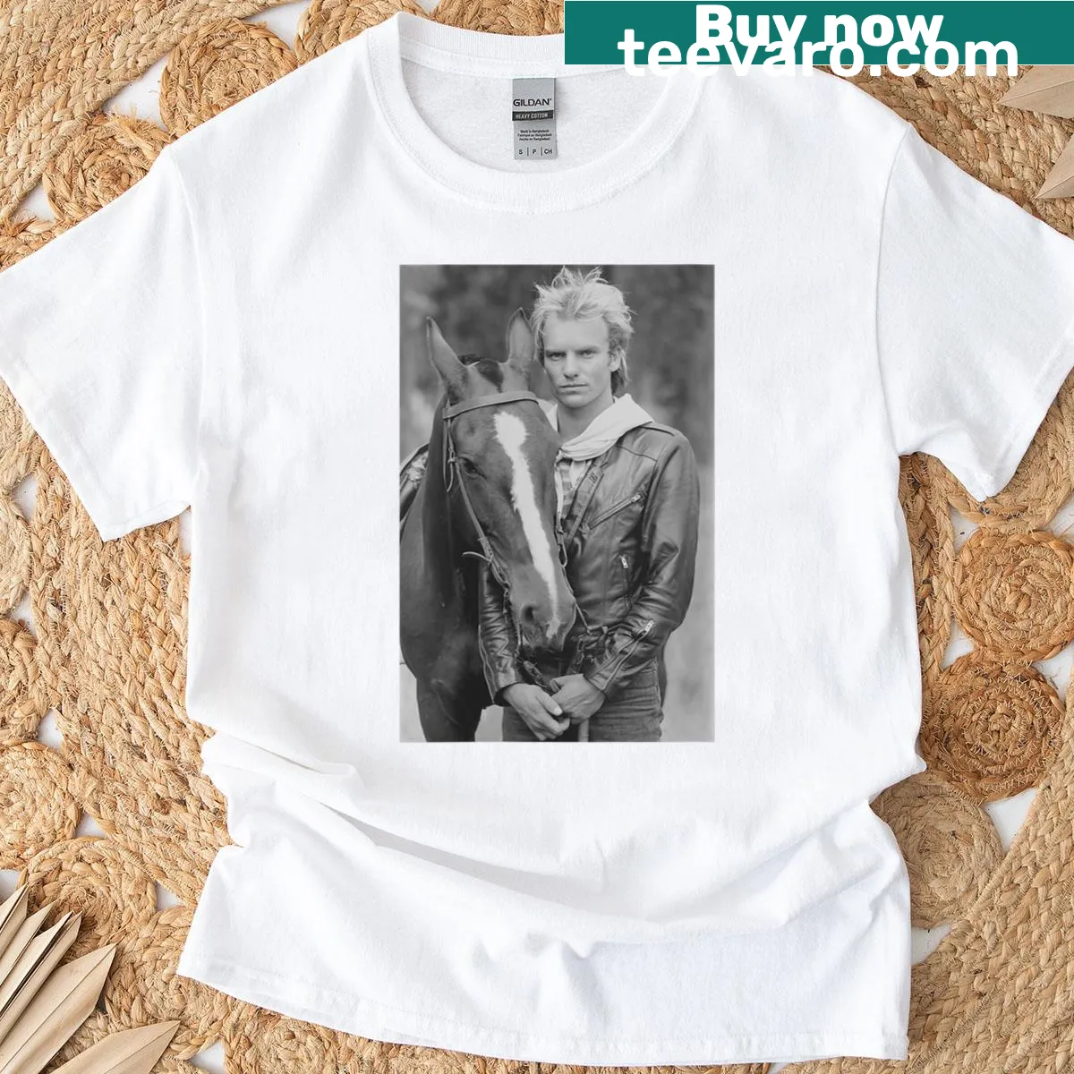 Nostalgic t-shirt featuring a photo from The Police's tour — on a men's t-shirt