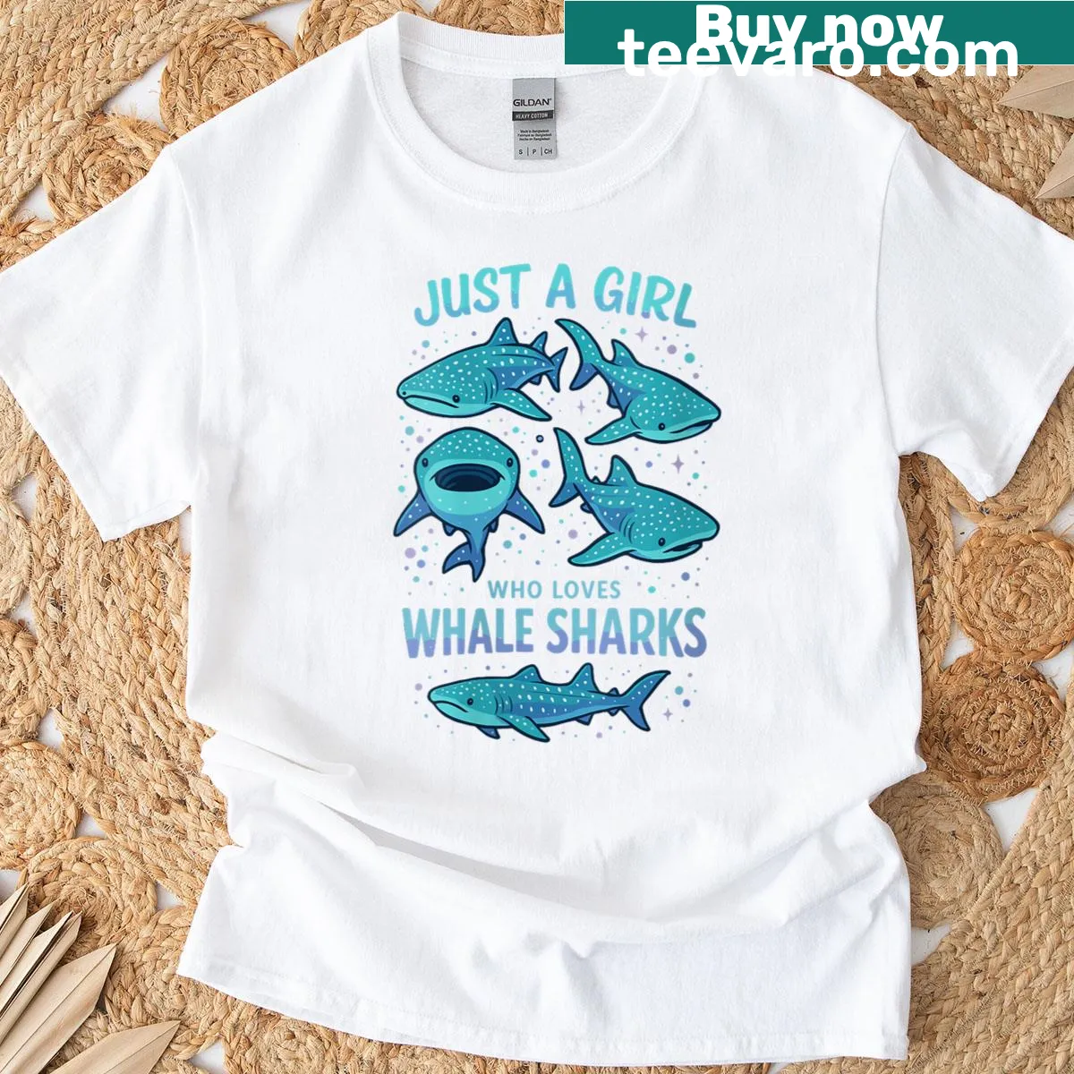 Illustration of a whale shark on a women's T-shirt — on a men's t-shirt