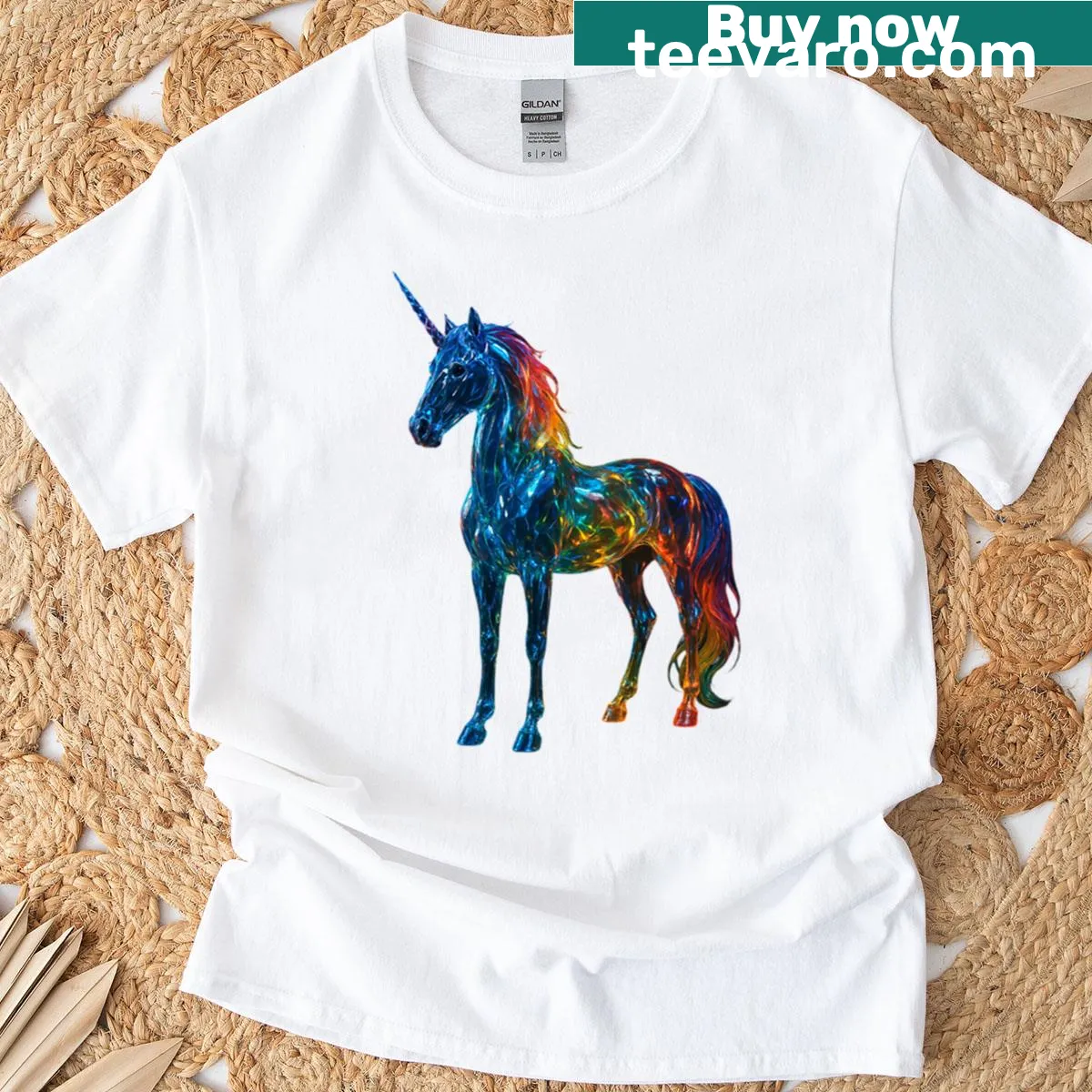 Oversized unicorn graphic t-shirt with a magical design — on a men's t-shirt