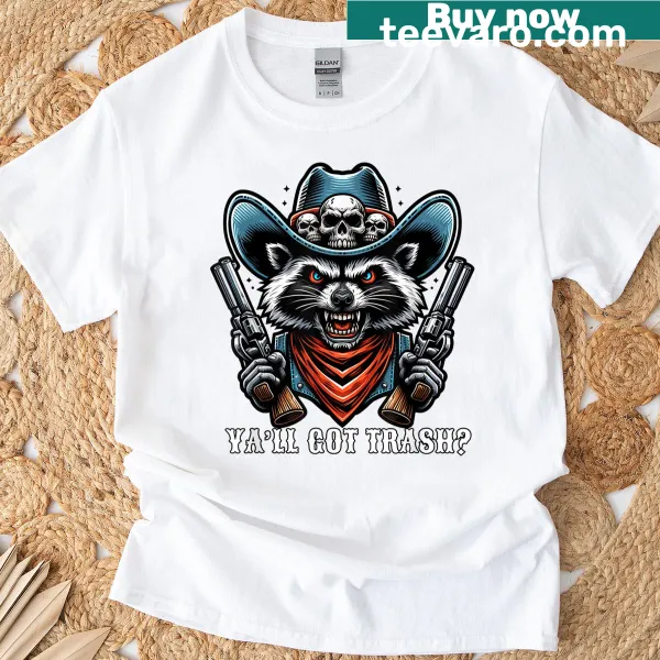 Funny cowboy raccoon graphic t-shirt