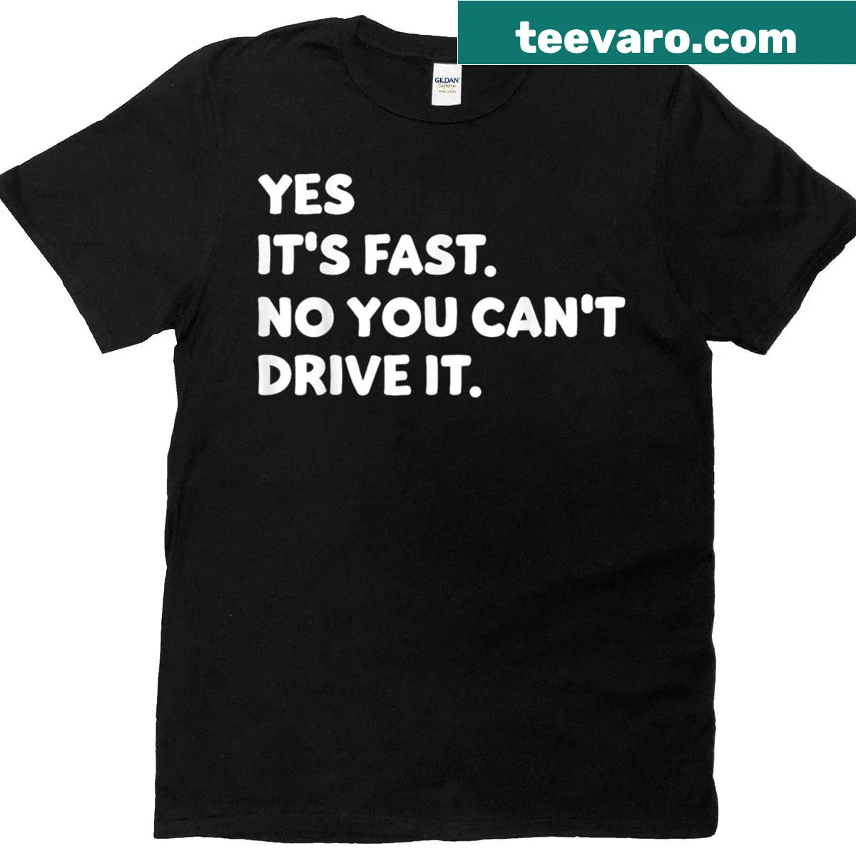 Funny speed car driver t-shirt with humorous driving text. — on a men's t-shirt