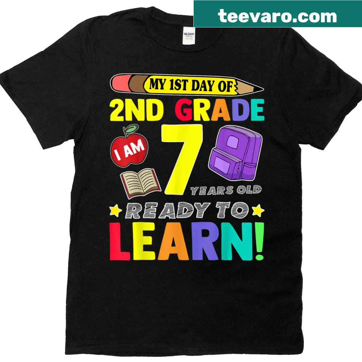 Back to School 2nd Grade t-shirt with playful typography — on a men's t-shirt