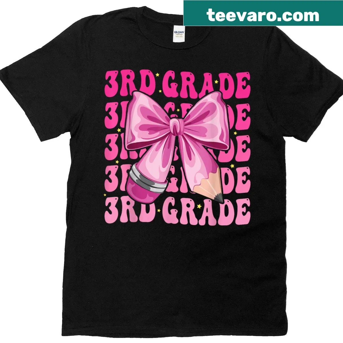 Cute T-shirt with a bow design for third-grade girls — on a men's t-shirt