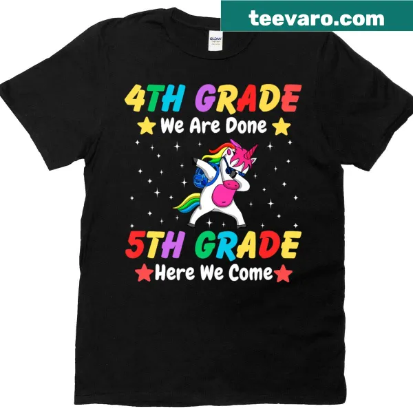 Celebratory unicorn t-shirt for graduating 4th graders