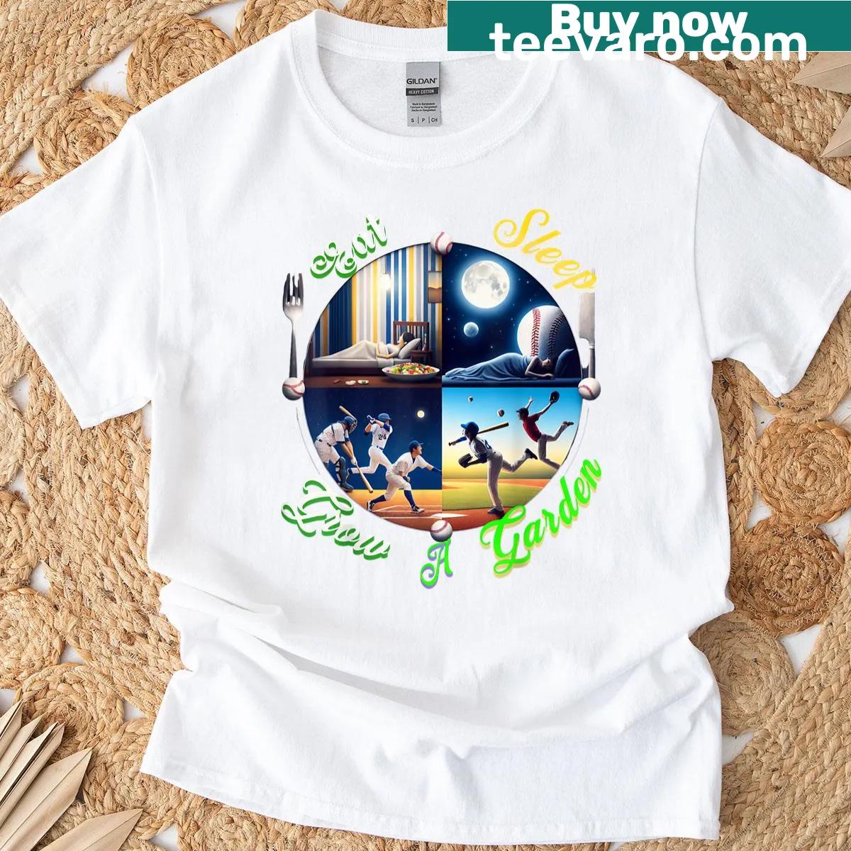 T-shirt with intricate garden floral design — on a men's t-shirt