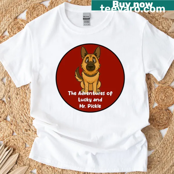 Adventures of Lucky and Mr Pickle graphic on kids t-shirt