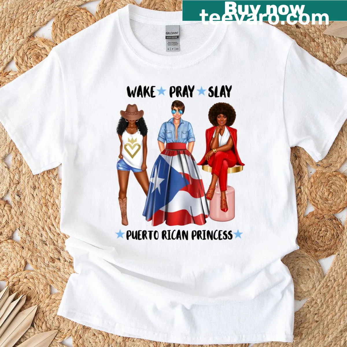 Illustration of the Puerto Rican flag with the word Princess — on a men's t-shirt