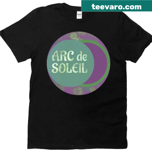 Illustrated Arc De Soleil t-shirt design featuring a sunrise arc