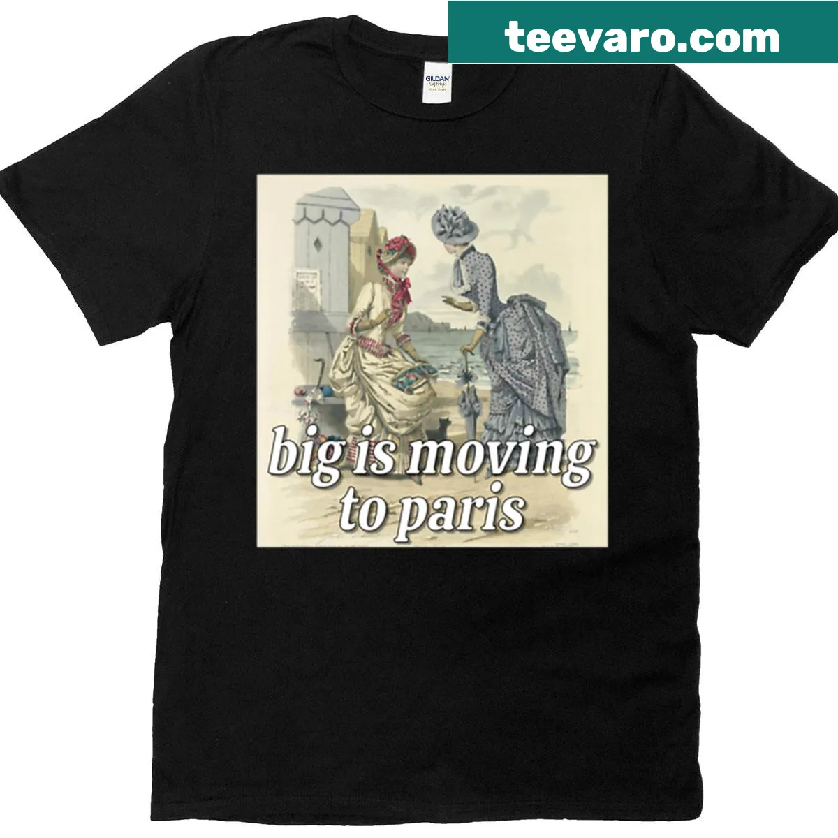 Typography design 'Big Is Moving To Paris' on T-shirt — on a men's t-shirt