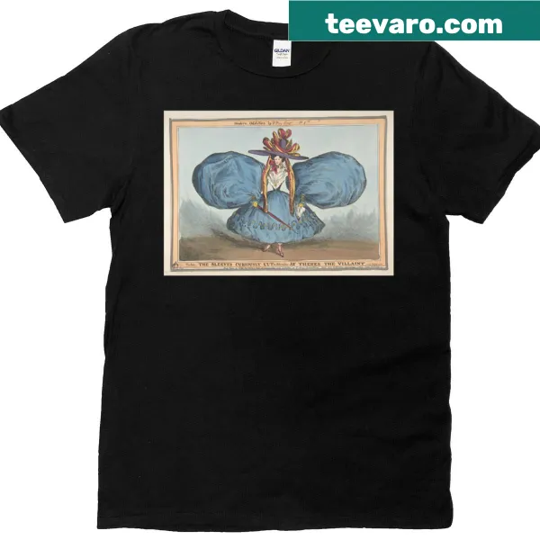 Vintage-style T-shirt featuring big sleeves fashion plate design
