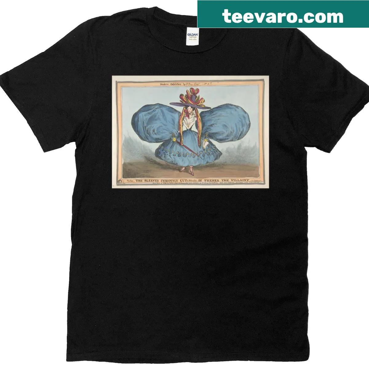 Vintage-style T-shirt featuring big sleeves fashion plate design — on a men's t-shirt