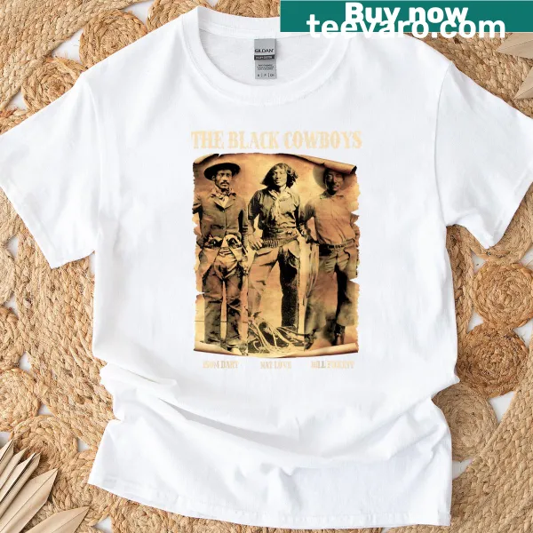 Graphic of Black cowboys celebrating Western heritage on a T-shirt.