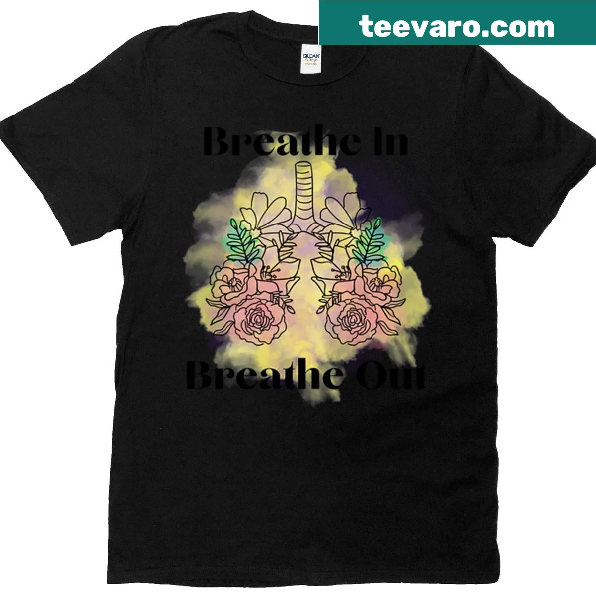 T-shirt with the motivational phrase 'Breathe In Breathe Out' — on a men's t-shirt