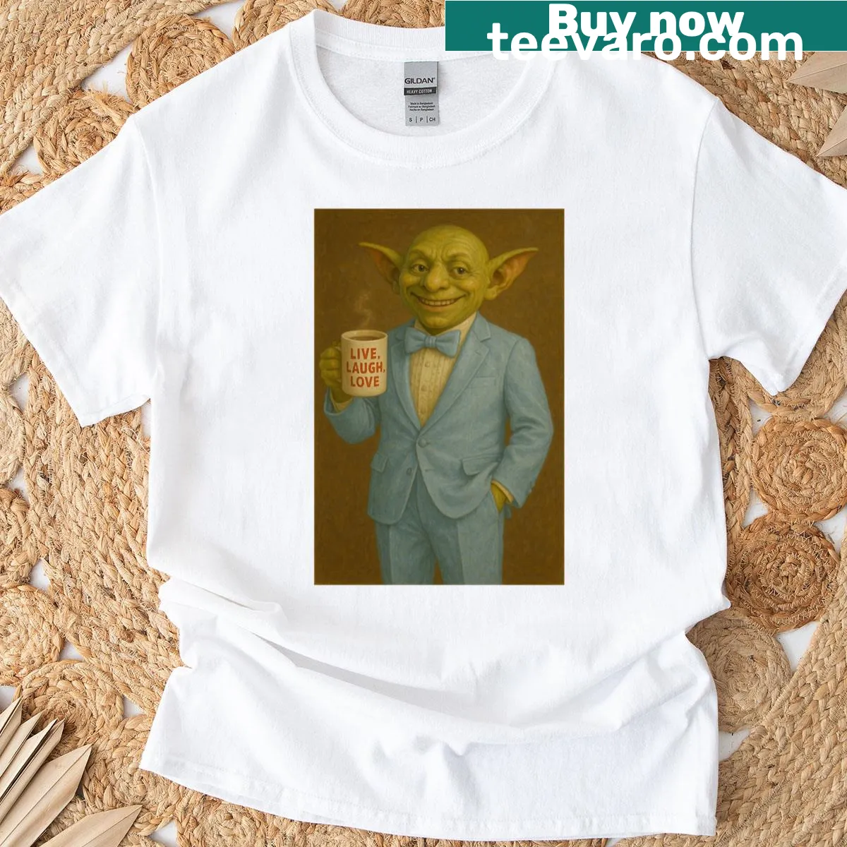 Whimsical t-shirt featuring an illustration of Brett the Goblin — on a men's t-shirt