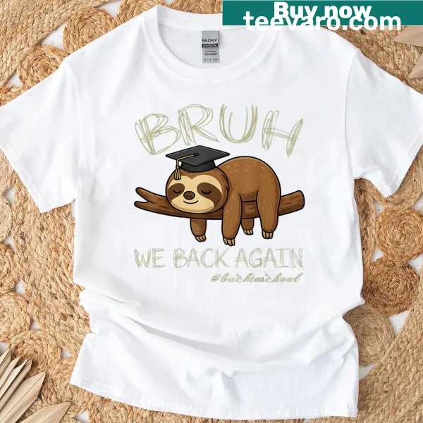 Funny sloth t-shirt for boys with humorous back-to-school message