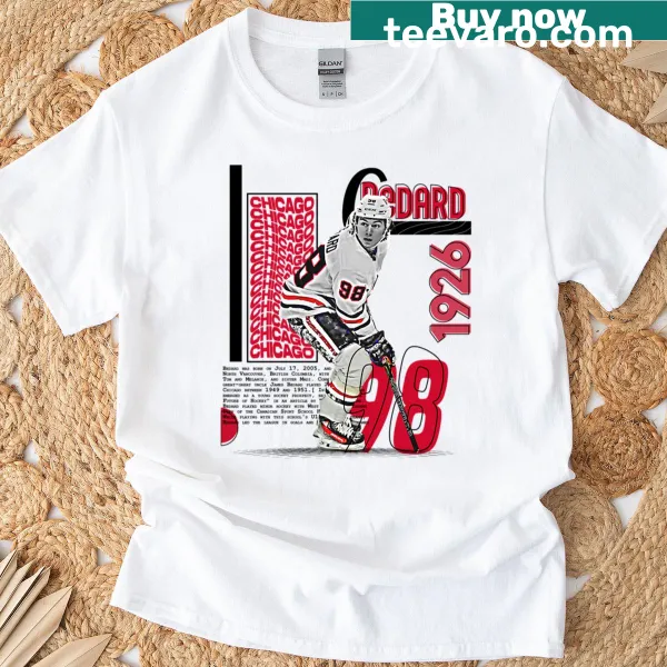 Hockey player graphic t-shirt featuring a dynamic design