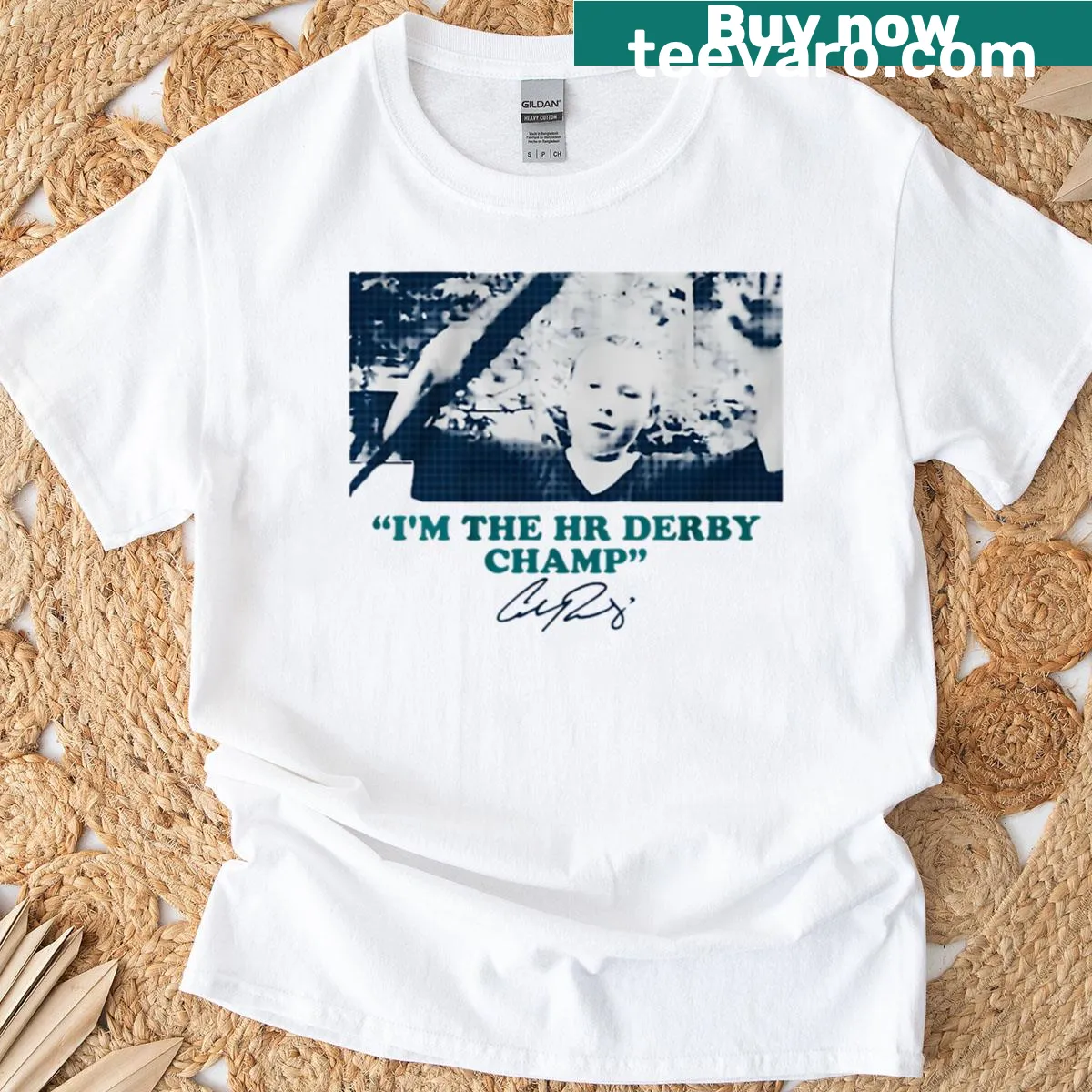 Home Run Derby Champion t-shirt featuring Cal Raleigh — on a men's t-shirt