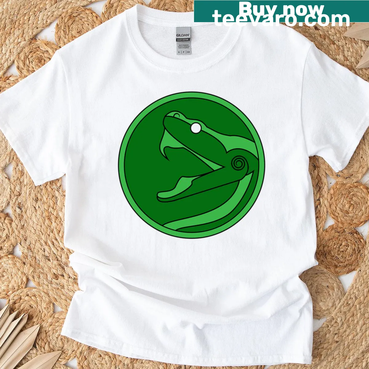 Celtic snake symbol graphic t-shirt — on a men's t-shirt