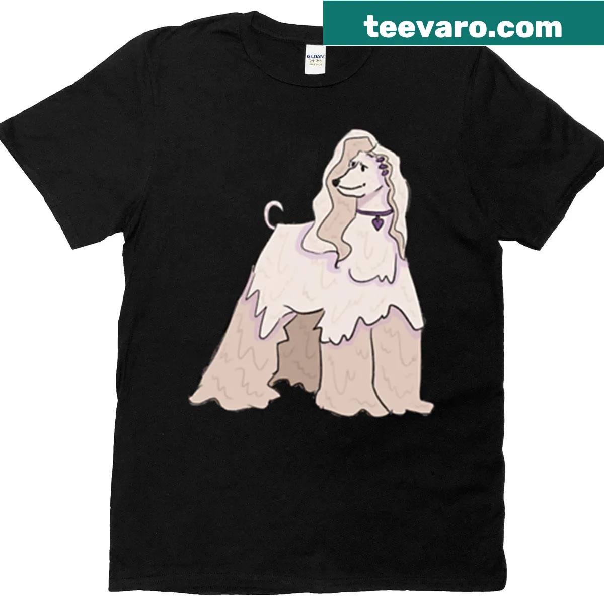 Chic t-shirt featuring a stylish illustration of an Afghan Hound — on a men's t-shirt