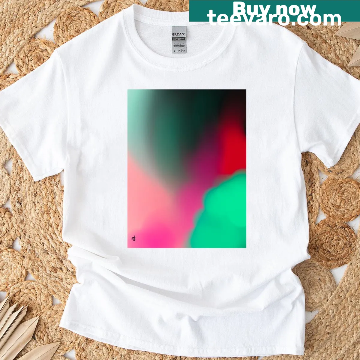 Playful abstract typography T-shirt — on a men's t-shirt