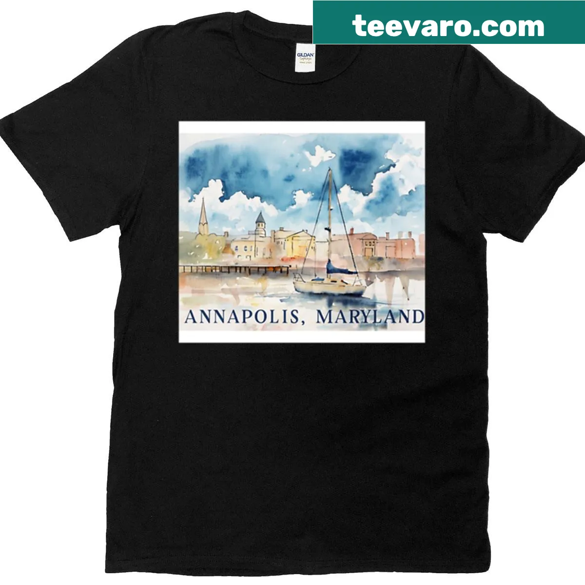 Watercolor print of Daytona Beach on a travel-themed t-shirt — on a men's t-shirt