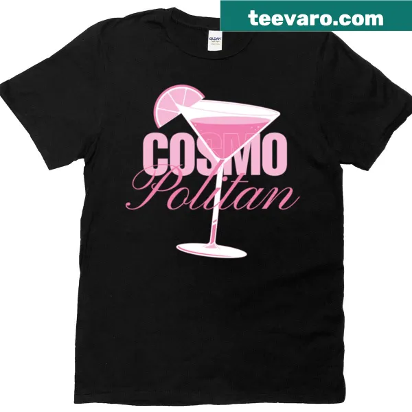 Cartoon graphic of a cosmopolitan cocktail on a T-shirt