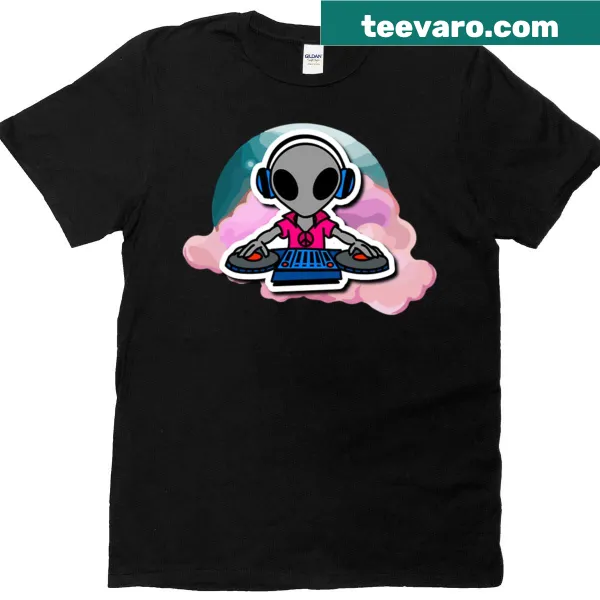 Cotton Candy Cosmos T-shirt with whimsical clouds and cosmic elements