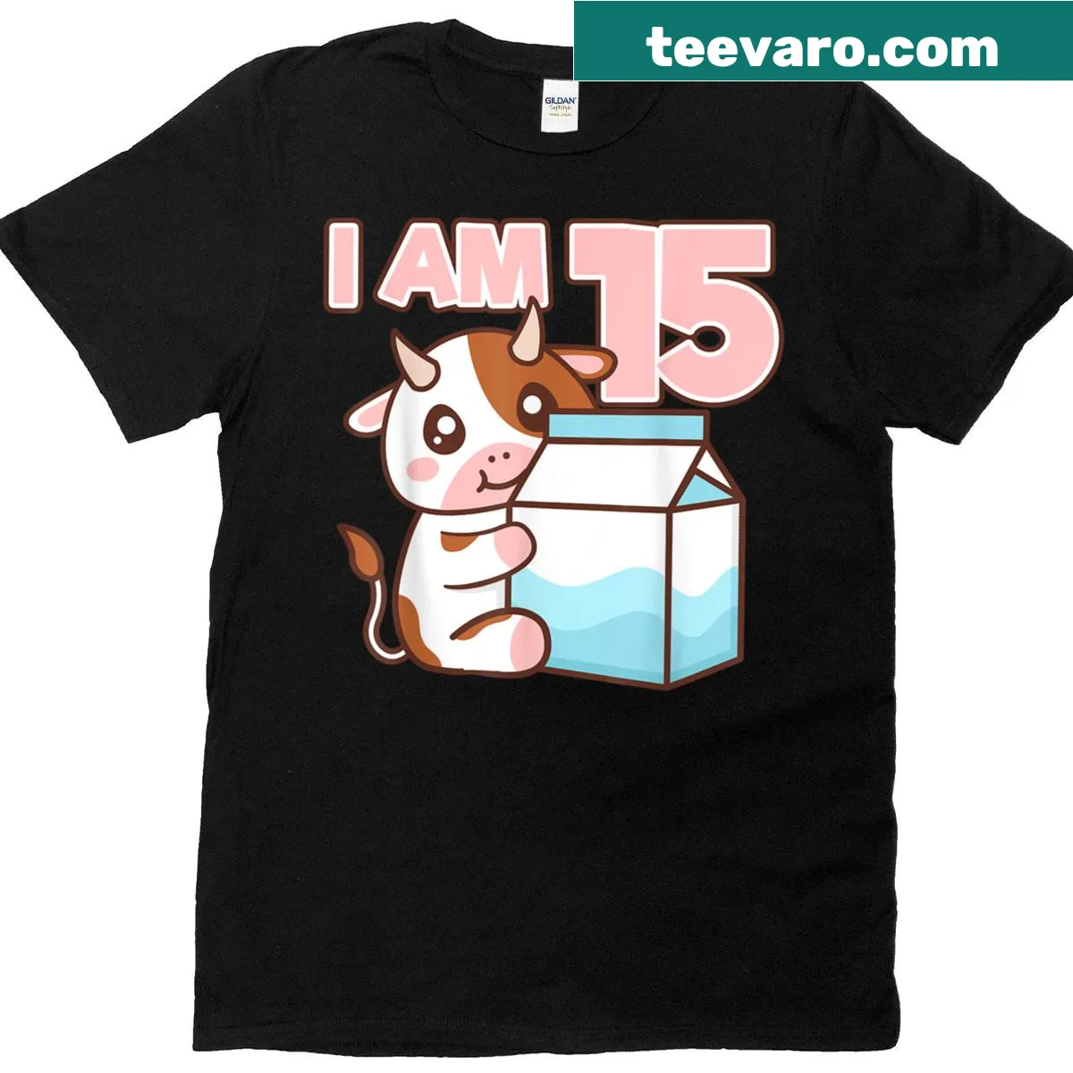 Cartoon cow with a birthday hat on a birthday-themed t-shirt — on a men's t-shirt