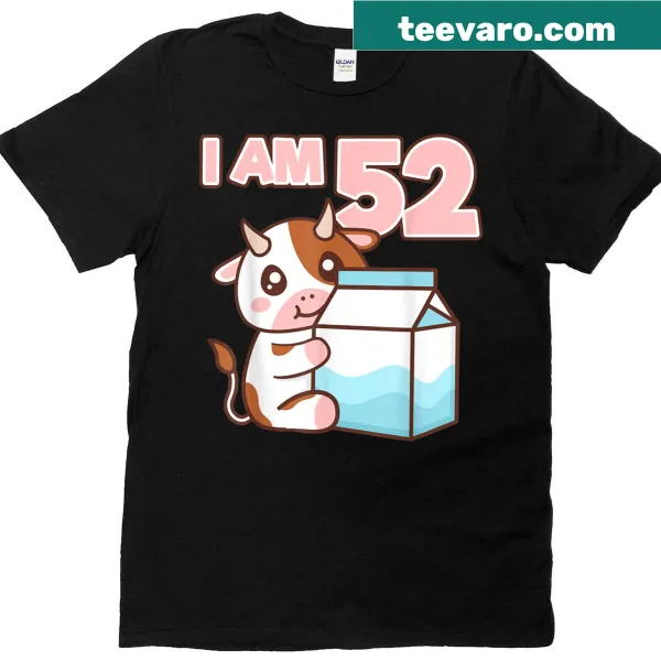 Jolly cartoon cow for 52nd birthday party T-shirt with farm theme