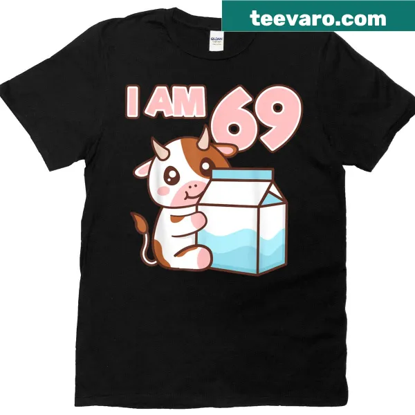 Cute cartoon cow for 69th birthday party T-shirt with farm theme