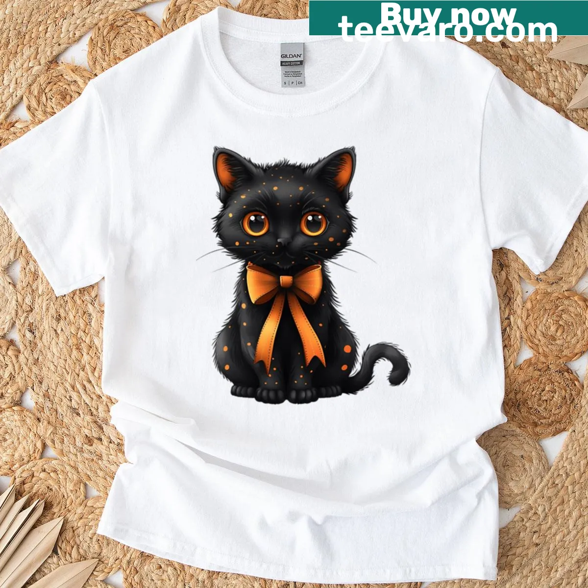 Kawaii cat illustration with bows on a pastel T-shirt — on a men's t-shirt