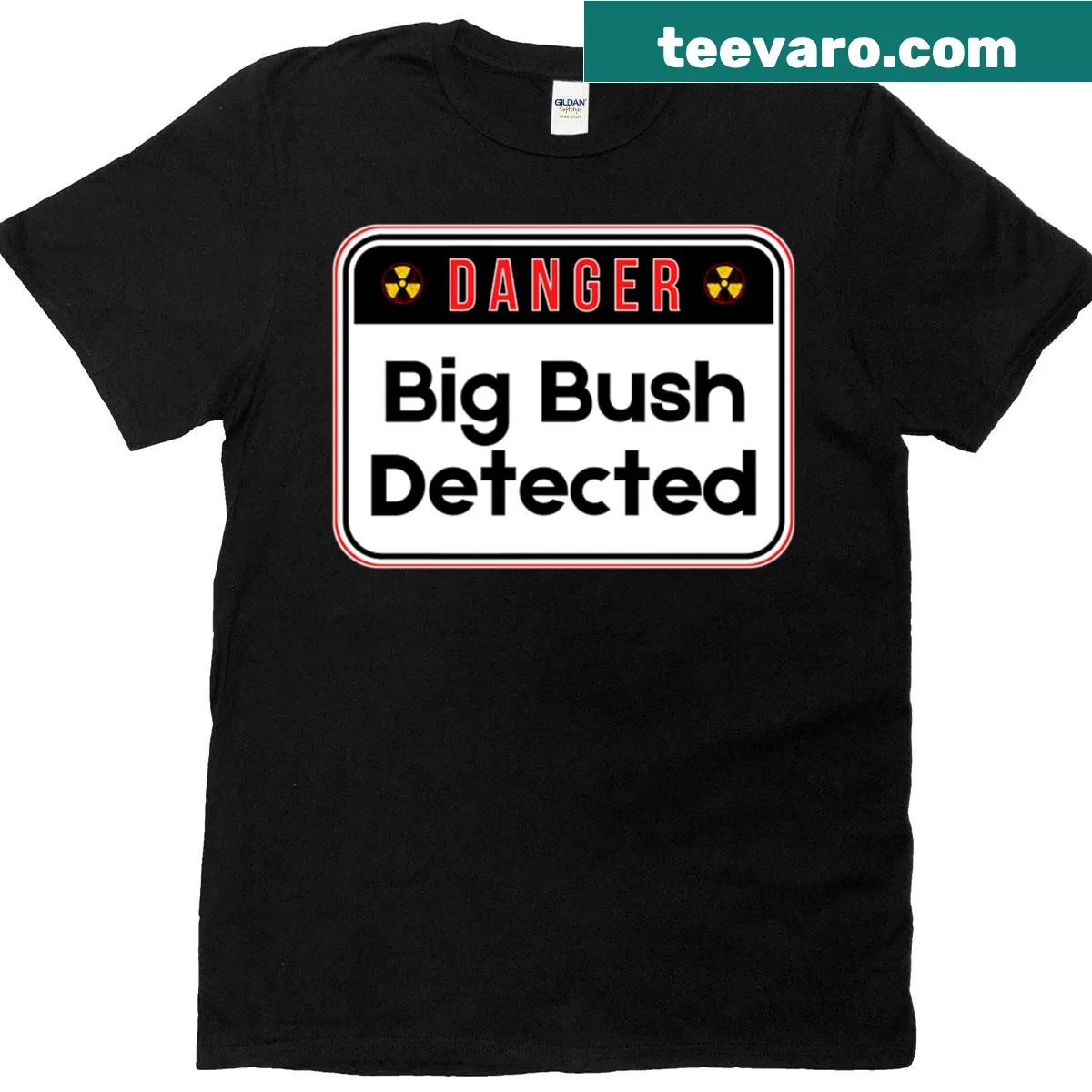 Funny warning sign graphic on a casual t-shirt — on a men's t-shirt