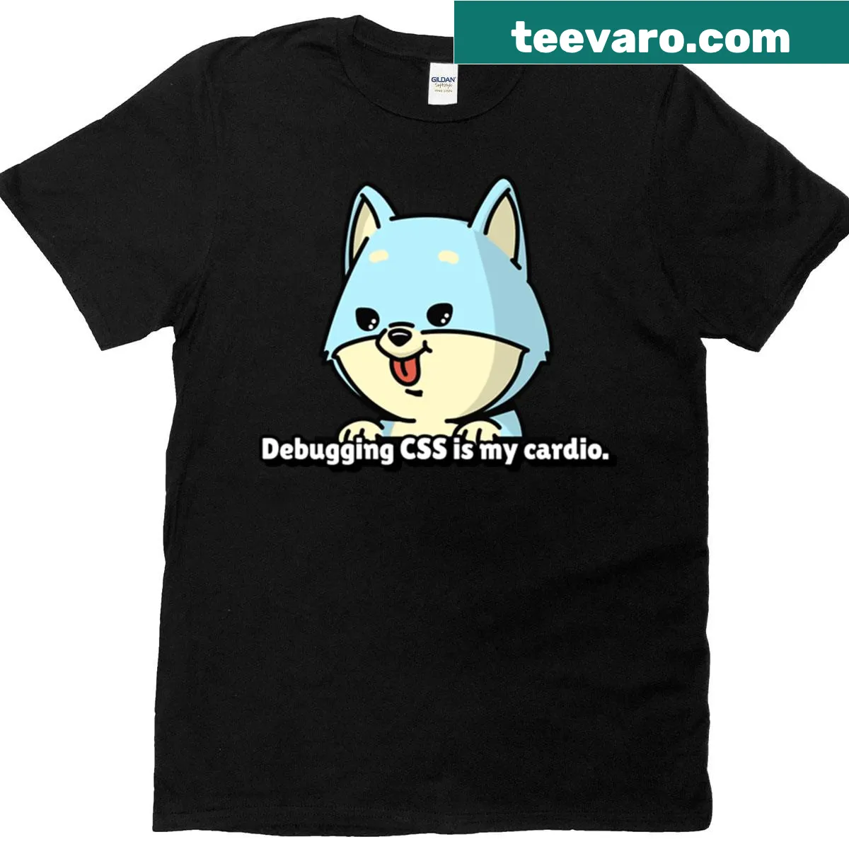 Playful t-shirt with text 'Debugging Css Is My Cardio' for programmers — on a men's t-shirt