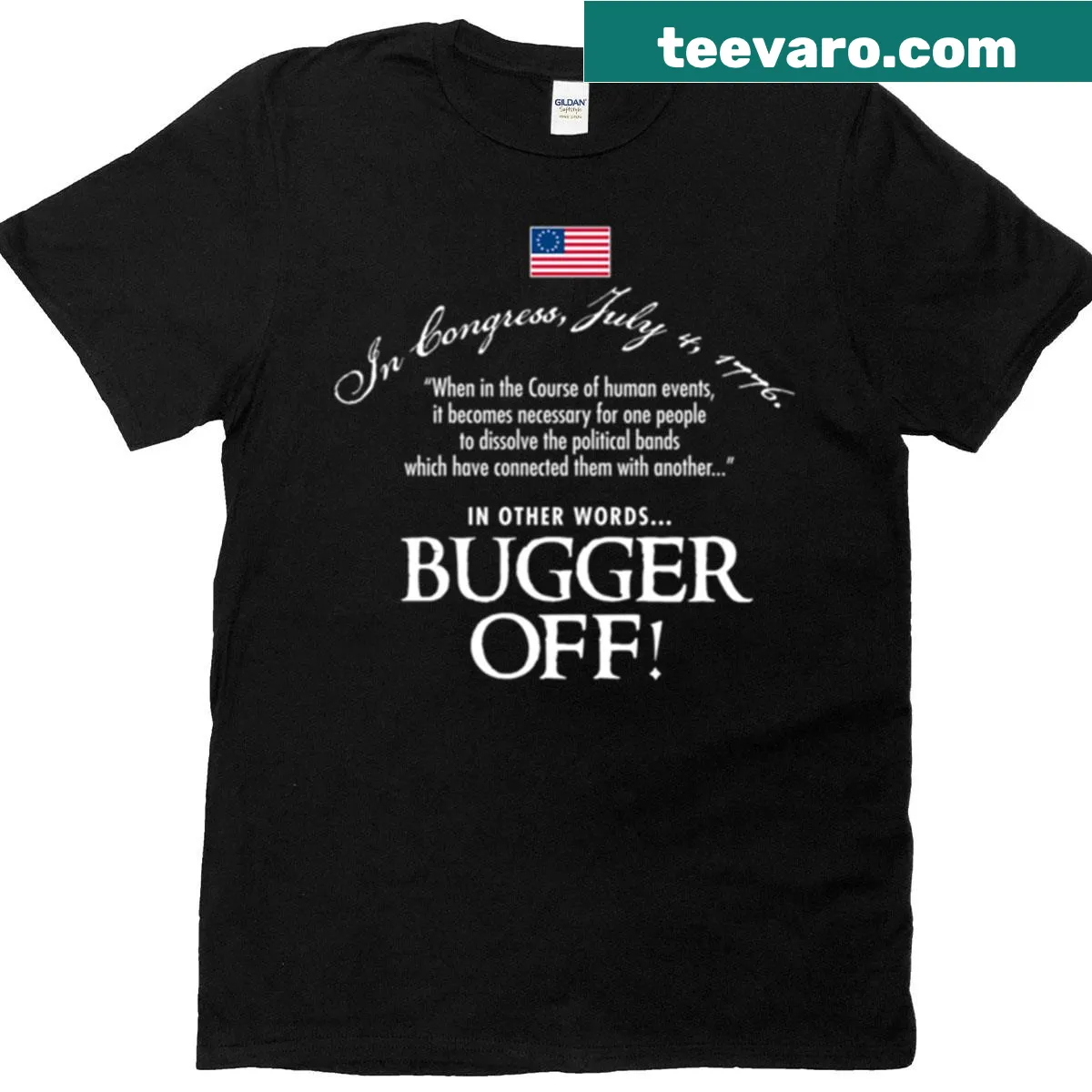 Typographic design celebrating the 250th anniversary of the Declaration of Independence — on a men's t-shirt
