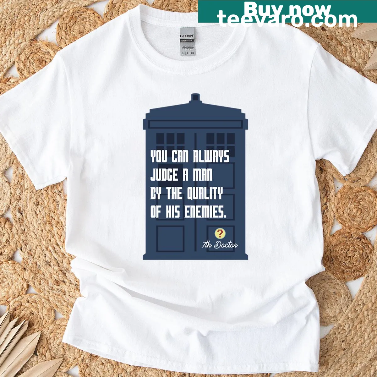 Doctor Who T-shirt featuring a quote from the 7th Doctor in stylish typography — on a men's t-shirt