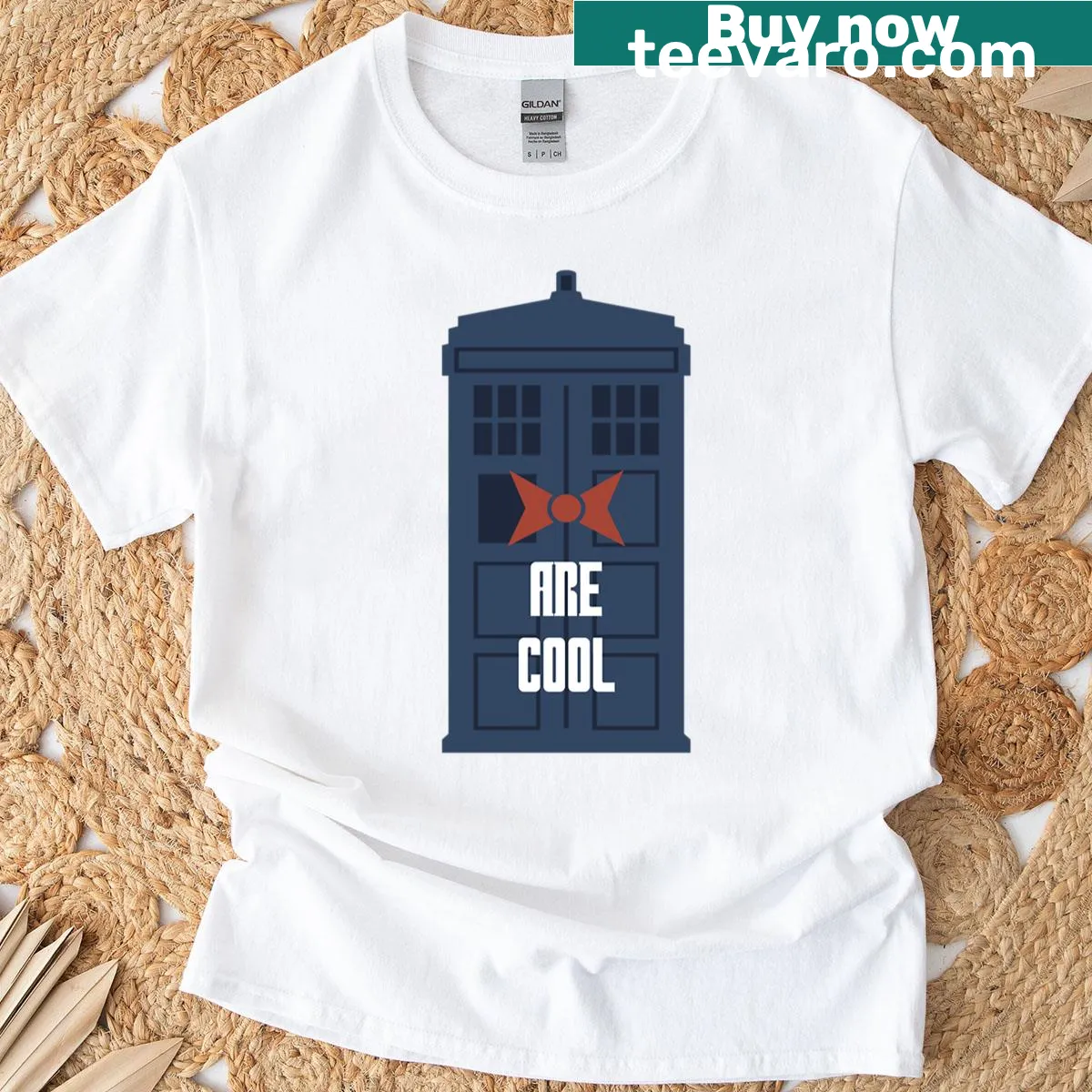 Doctor Who T-shirt with 'Bowties Are Cool' text — on a men's t-shirt