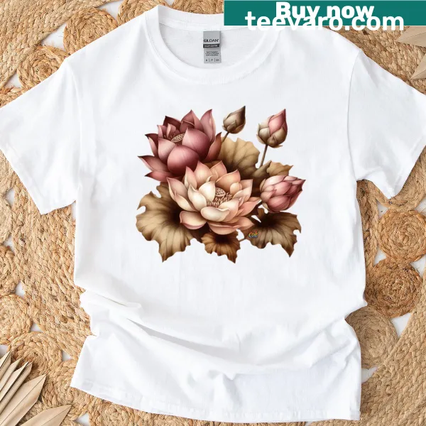 Lotus flower graphic symbolizing peace on a T-shirt
