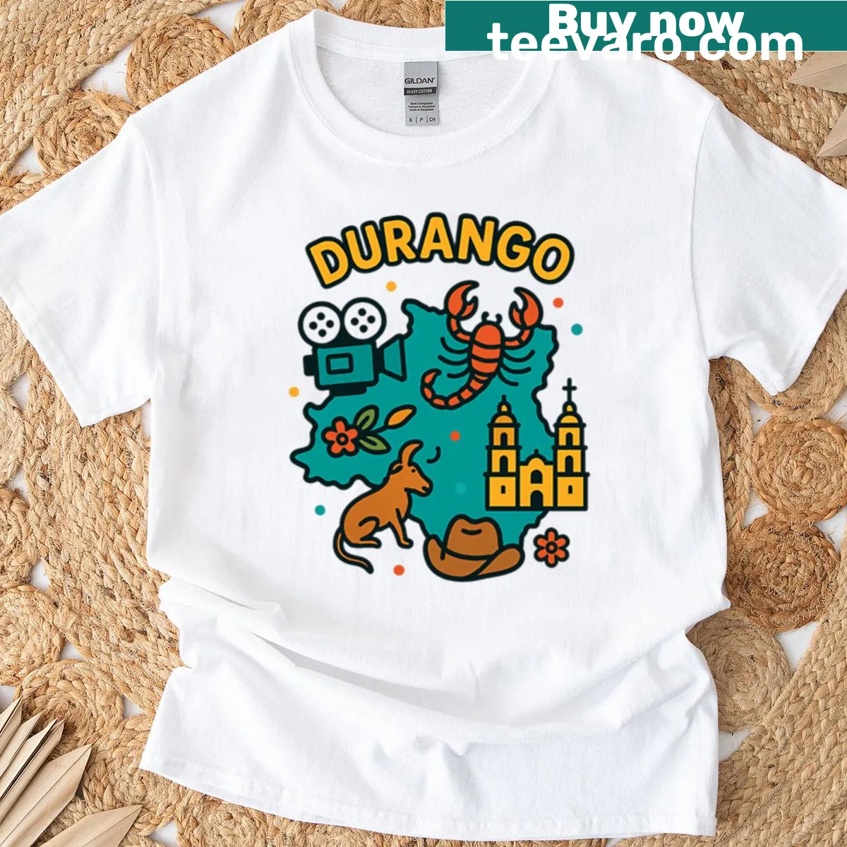 Typographic Durango Mexico Heritage Culture T-shirt — on a men's t-shirt