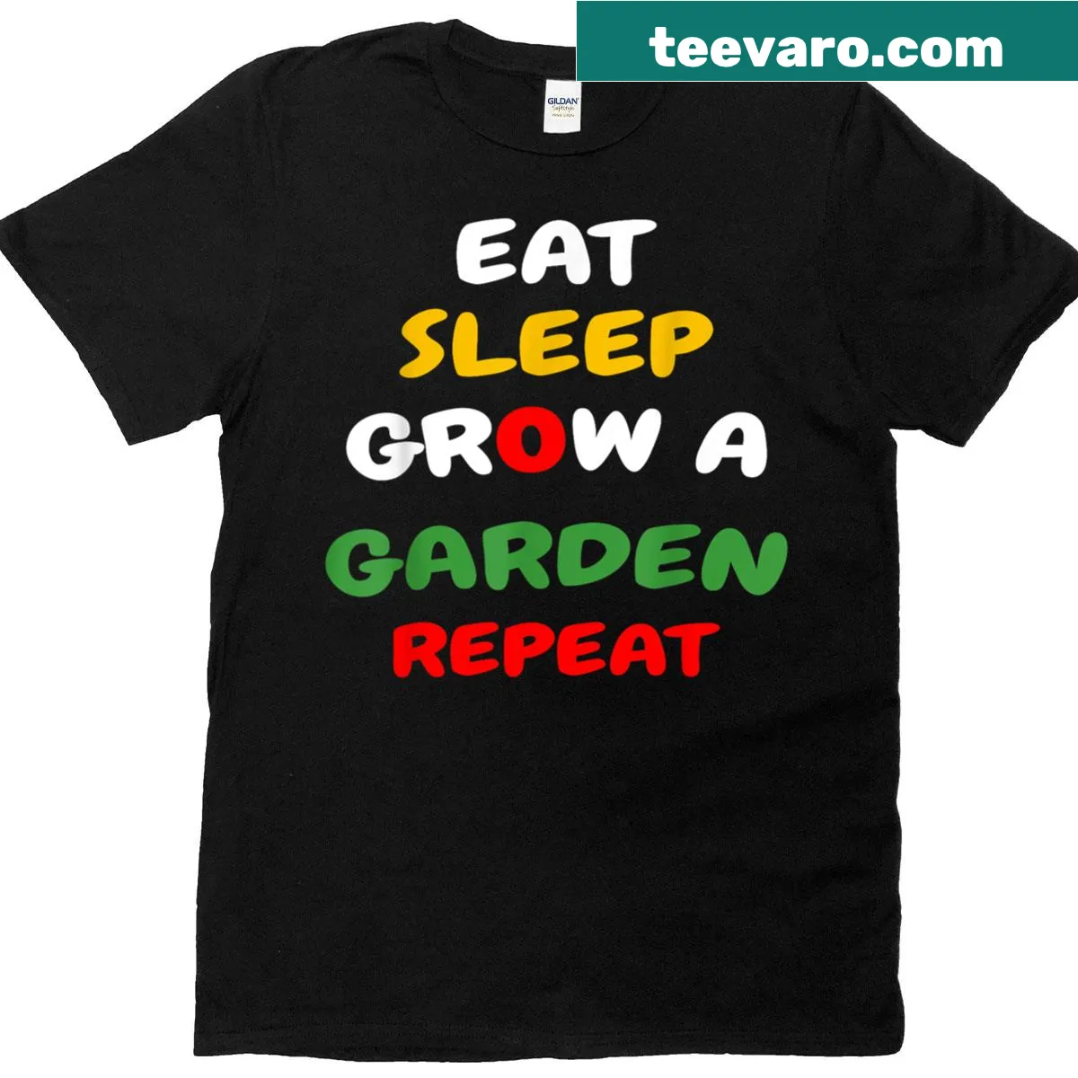 Nature lover T-shirt with Eat Sleep Garden Repeat quote — on a men's t-shirt