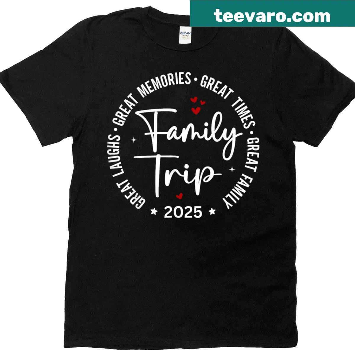 Matching family trip tee with 'Vacation 2025' printed — on a men's t-shirt