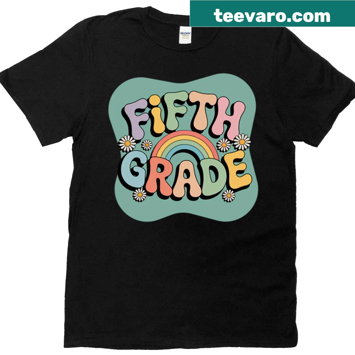 Fifth Grade T-shirt with playful typography celebrating school pride — on a men's t-shirt