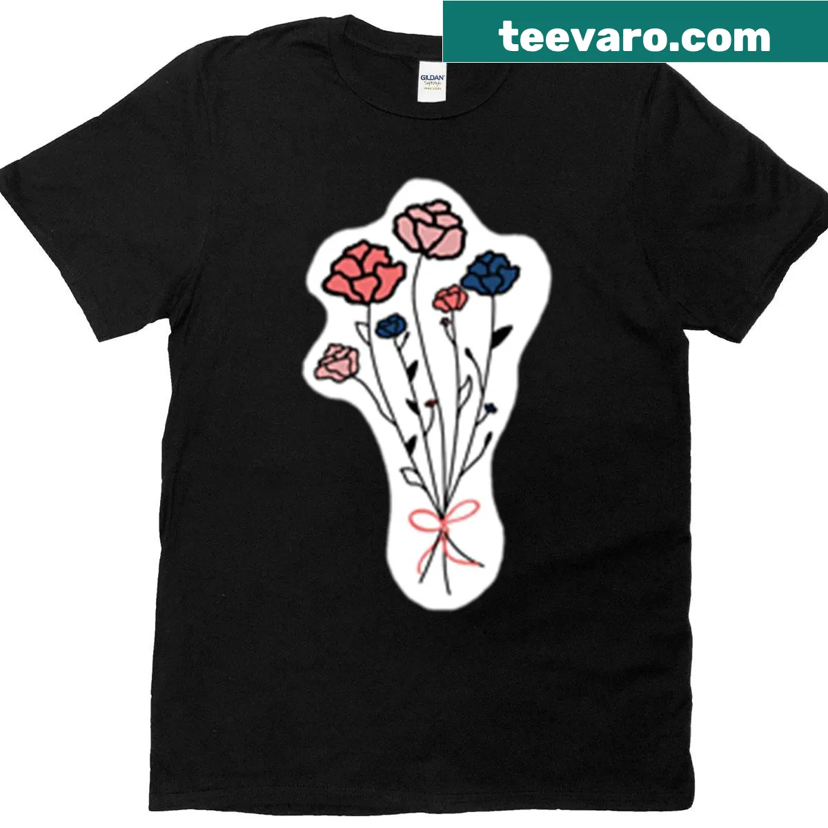 Beautiful flower bouquet illustrated T-shirt for nature lovers — on a men's t-shirt