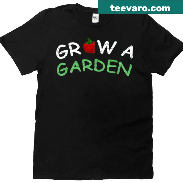 Typographic t-shirt with a humorous gardening and gaming slogan