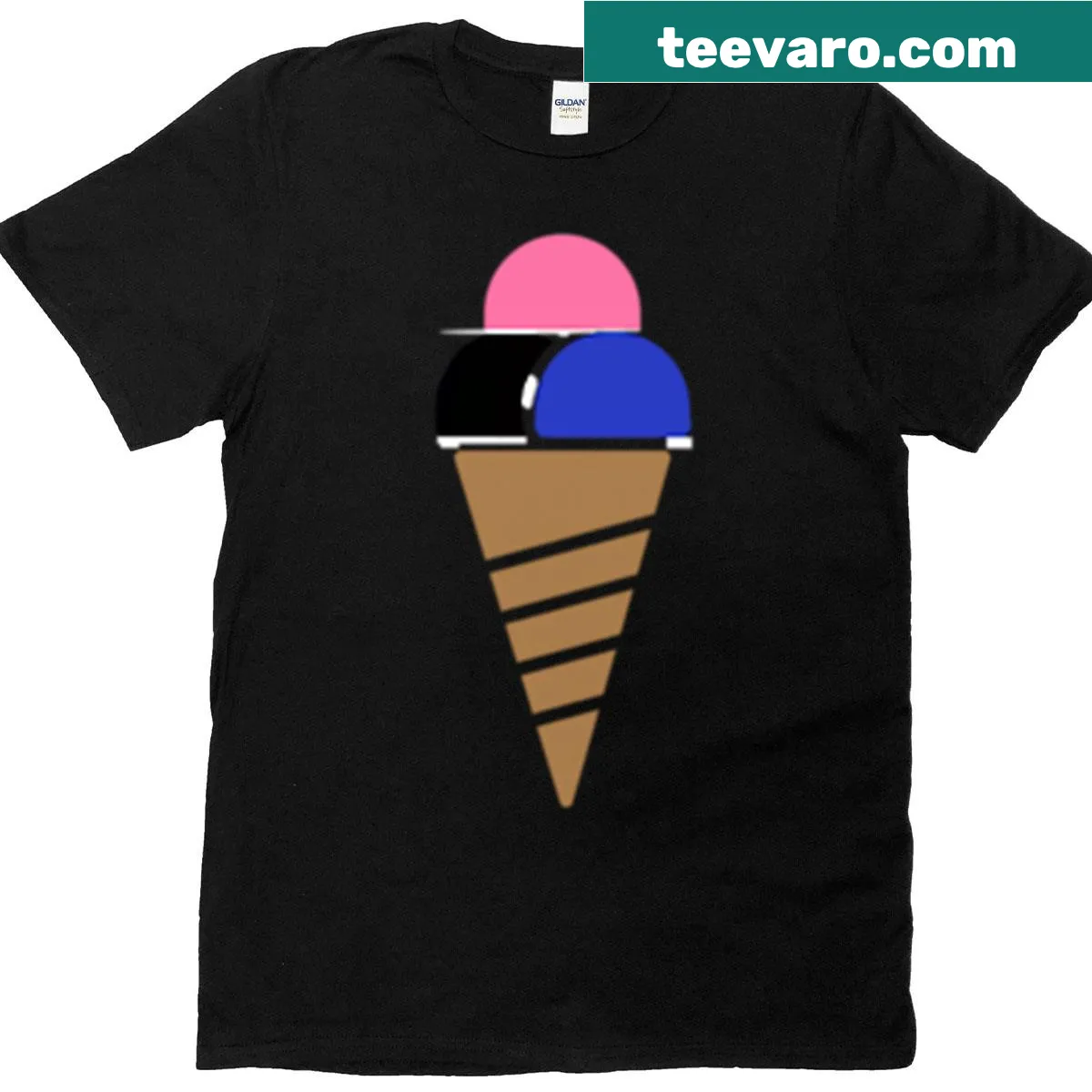 Cute illustration of ice cream cones celebrating gender fluidity. — on a men's t-shirt