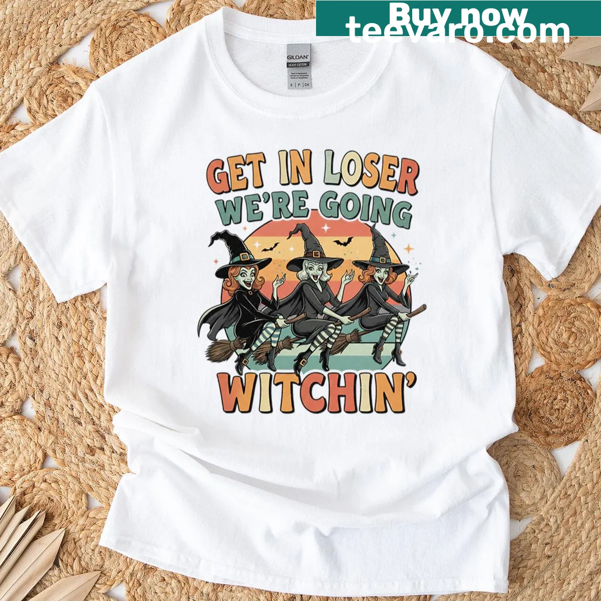Playful T-shirt with the phrase 'Get In Looser We're Going Wtchin' — on a men's t-shirt