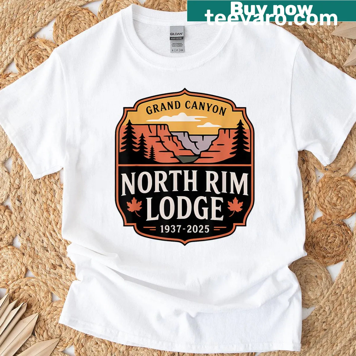 Vintage tribute t-shirt for Grand Canyon North Rim Lodge — on a men's t-shirt