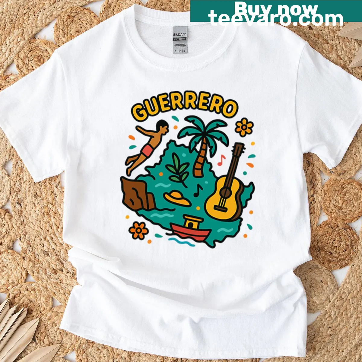 T-shirt showcasing Guerrero Mexico culture and heritage — on a men's t-shirt