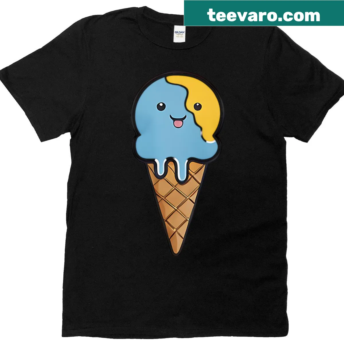 Kawaii ice cream t-shirt featuring a whimsical ice cream cone design — on a men's t-shirt