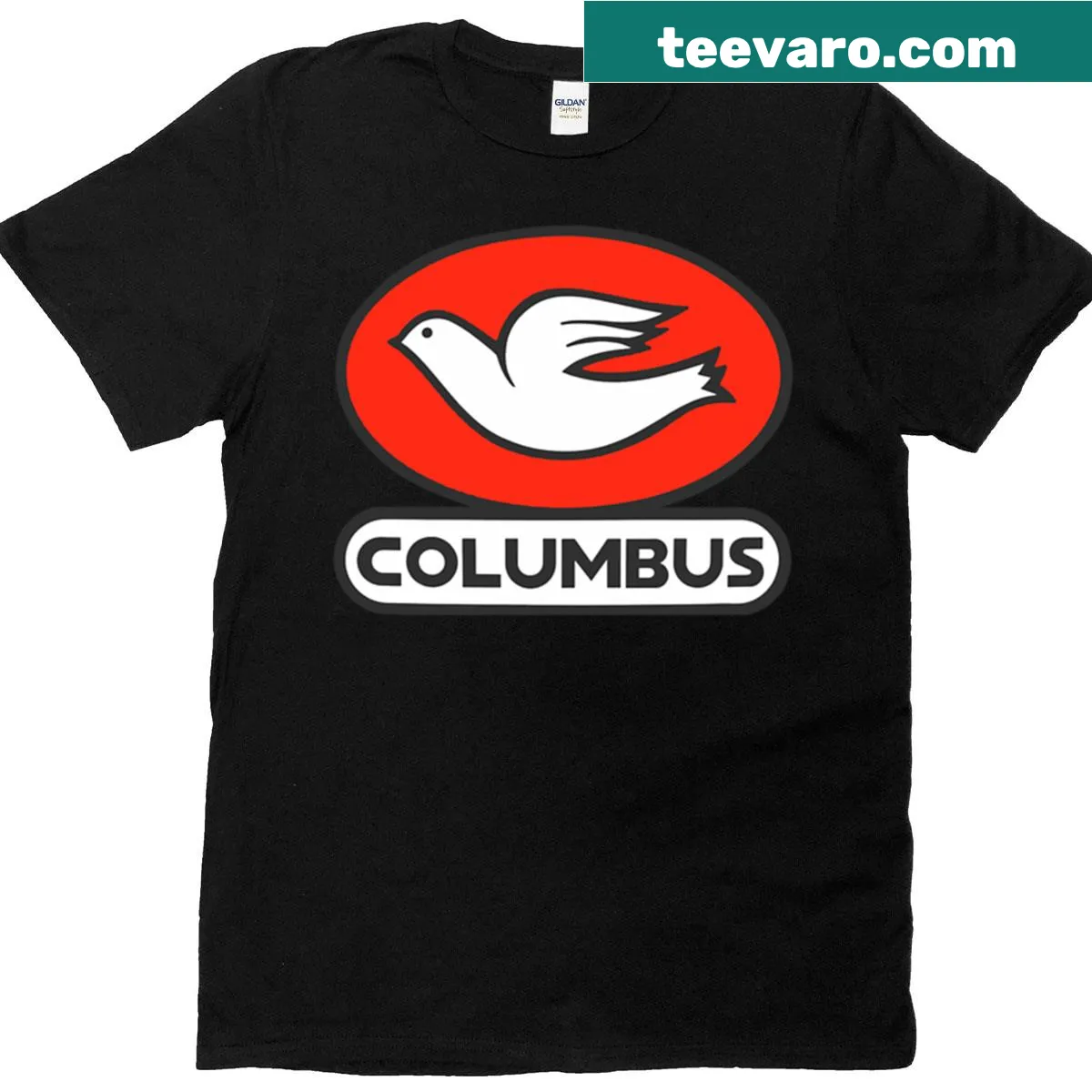 Vintage Columbus cycling frame tribute graphic t-shirt — on a men's t-shirt