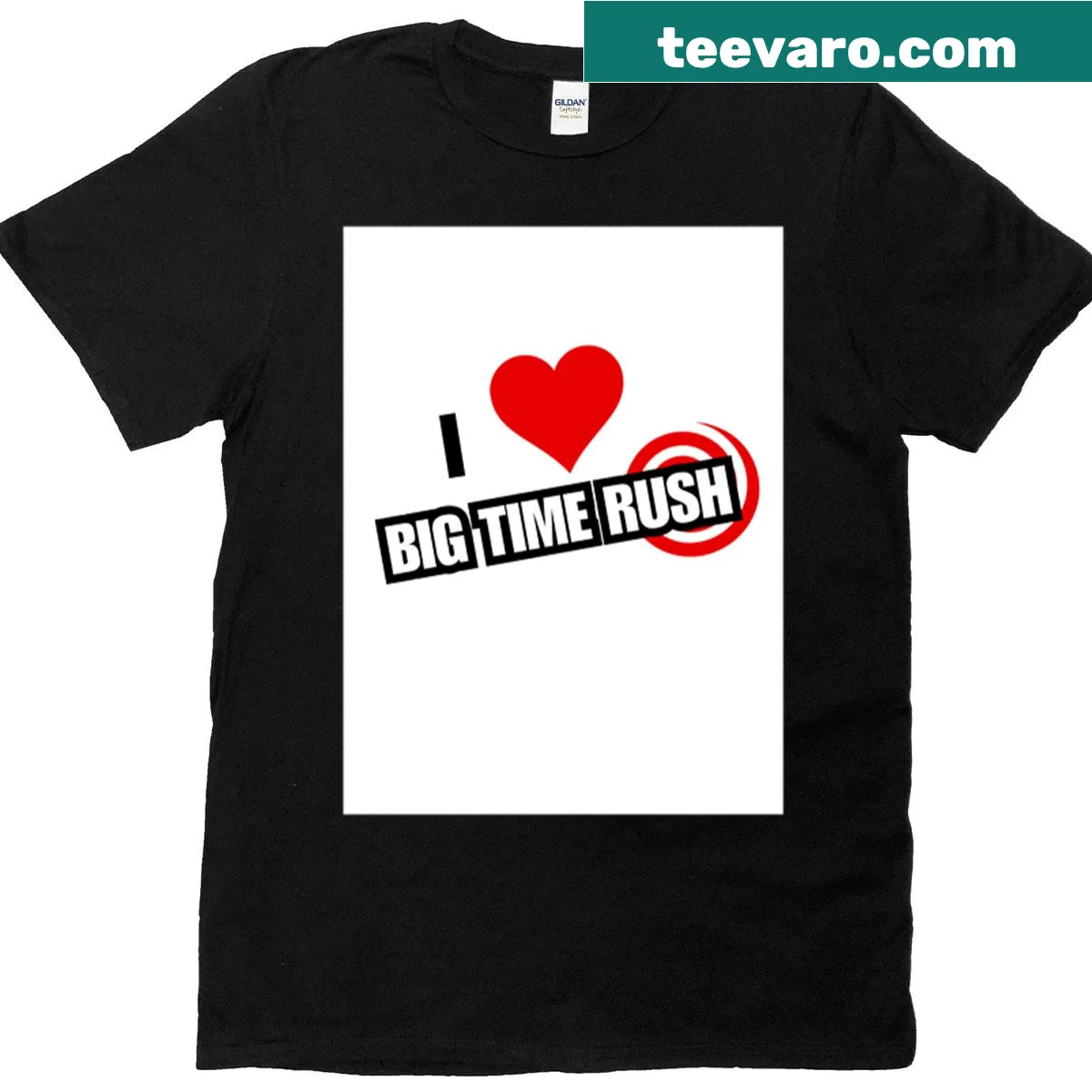 I Love Big Time Rush t-shirt with bold text — on a men's t-shirt